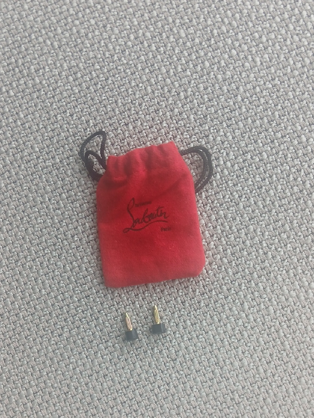 Christian Louboutin Red Velvet Drawstring Pouch with  hill caps